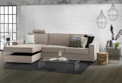 Divano letto in tessuto tortora 280x95cm - Allaida