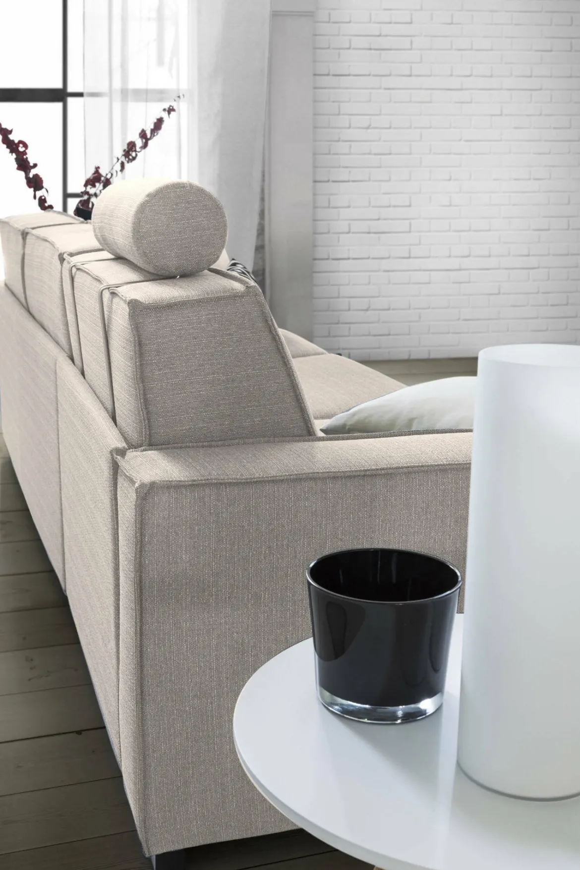 Divano letto in tessuto tortora 280x95cm - Allaida