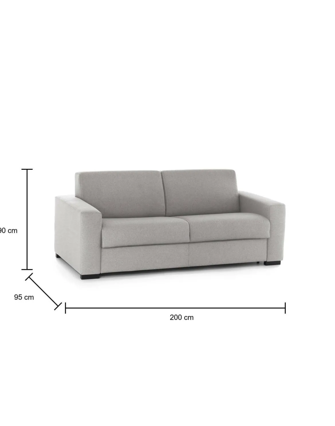 Divano letto lavabile grigio 200x95cm - Zinnia