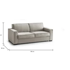 Divano letto matrimoniale tortora 220x95cm - Estia