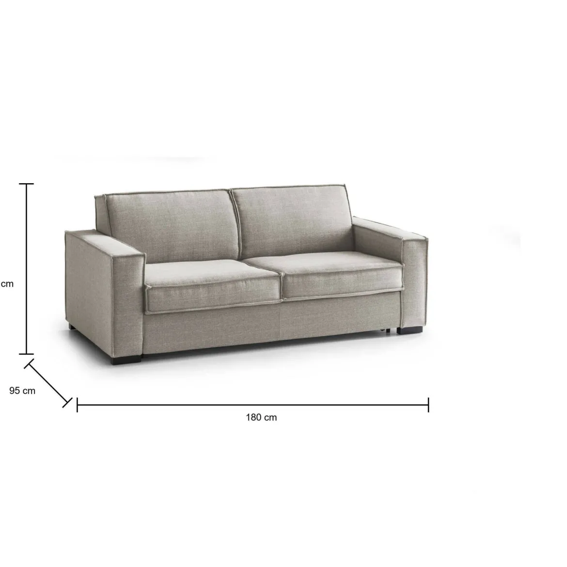 Divano letto matrimoniale tortora 220x95cm - Estia