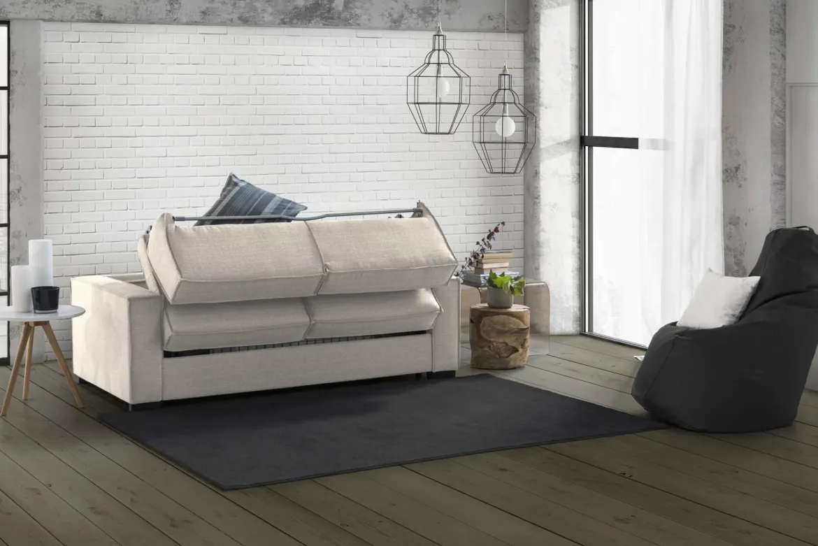 Divano letto matrimoniale tortora 220x95cm - Estia