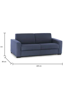 Divano letto moderno blu 220x95cm - Estia