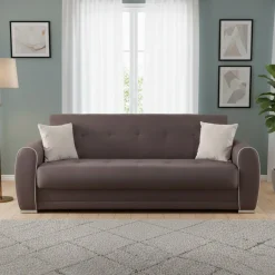 Divano letto moderno grigio chiaro 224x85cm - Alfo