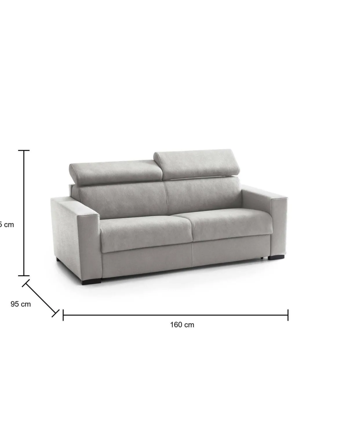 Divano letto moderno grigio 160x95cm - Alinia