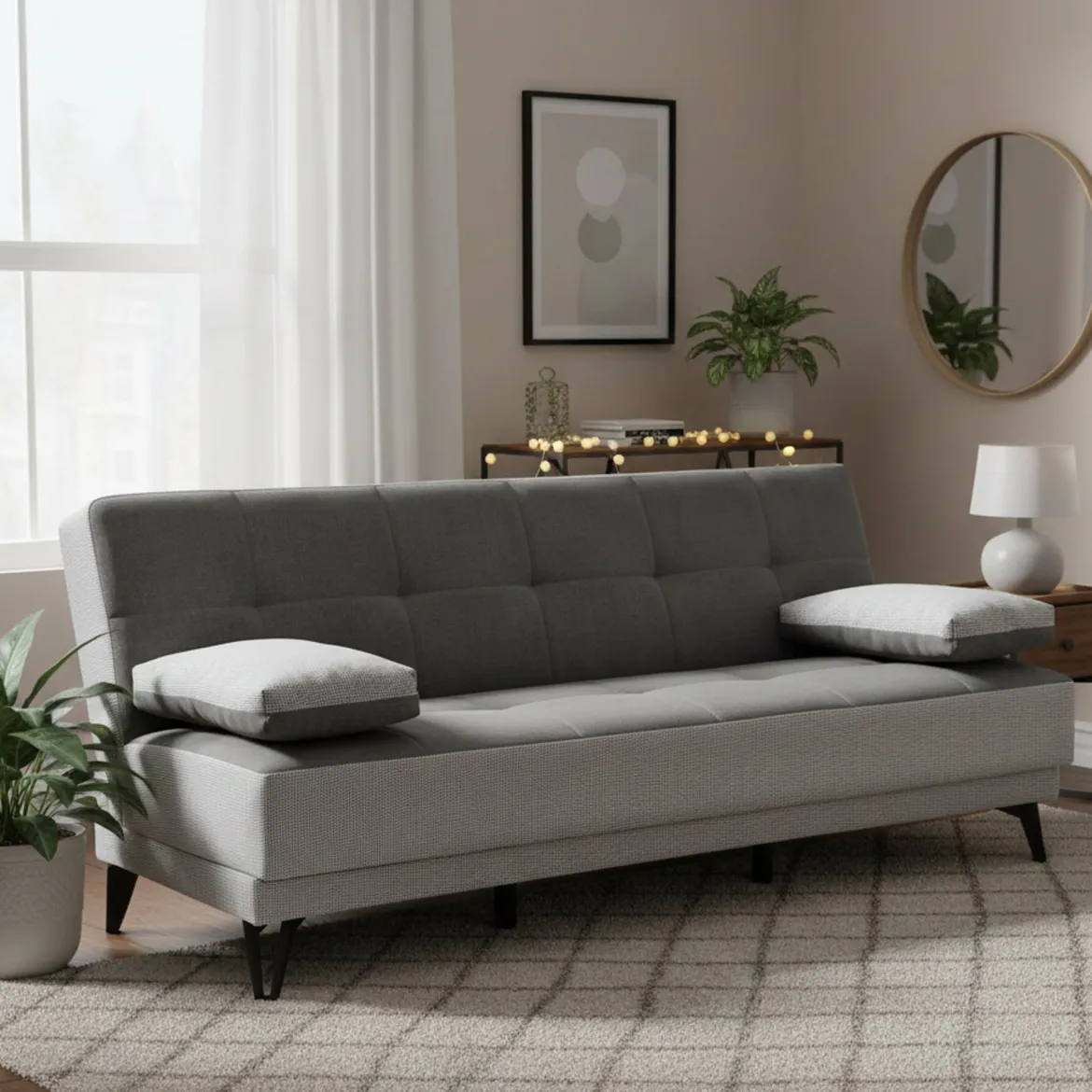 Divano letto moderno grigio 190x87cm - Aborigeni