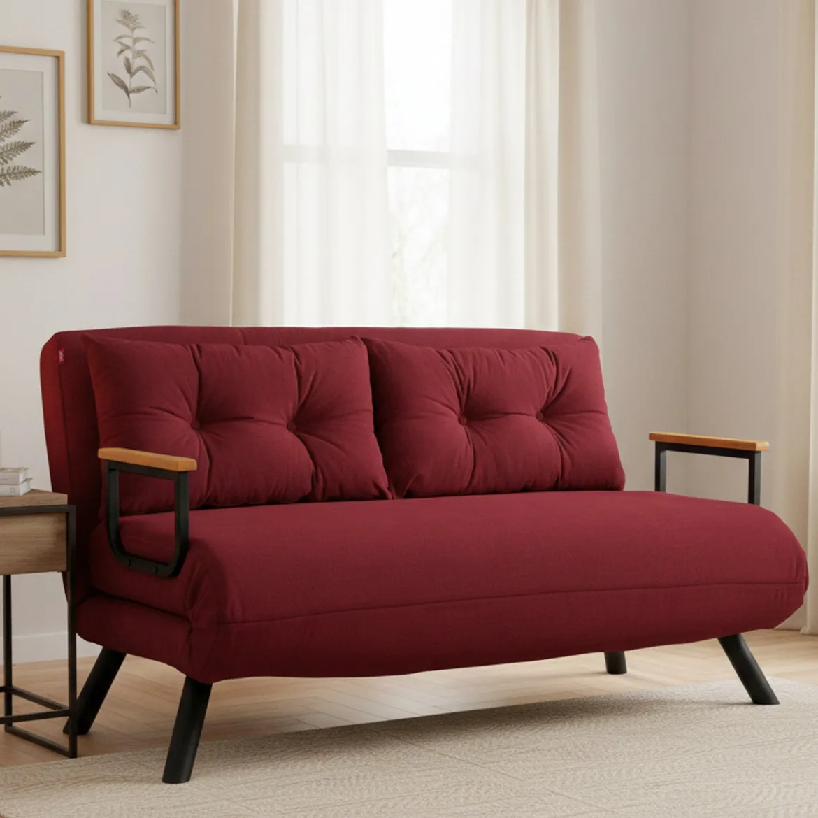 Divano letto moderno rosso 133x78cm - Calvin