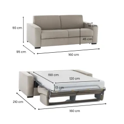 Divano letto moderno tortora 160x95cm - Alcatraz