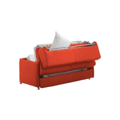 Divano Letto 2 Posti Arancione Sfoderabile Contenitore 160x95 cm, di Apertura a Ribalta Made in Italy - Follina