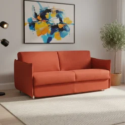 Divano Letto 2 Posti Arancione Sfoderabile Contenitore 180x95 cm, di Apertura a Ribalta Made in Italy - Trissino