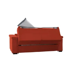 Divano Letto 2 Posti Arancione Sfoderabile Contenitore 185x95 cm, di Apertura a Ribalta Made in Italy - Rigolato