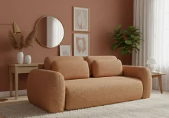Divano Letto 3 Posti Arancione Contenitore di Apertura a Libro 266x121 cm, Reclinabile - Sessame