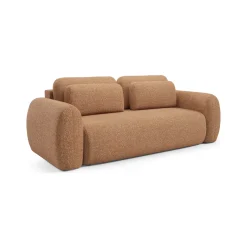 Divano Letto 3 Posti Arancione Contenitore di Apertura a Libro 266x121 cm, Reclinabile - Sessame