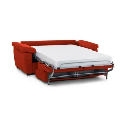 Divano Letto 3 Posti Arancione Sfoderabile Lavabile 205x86 cm, Idrorepellente Letto Estraibile Made in Italy - Avellana