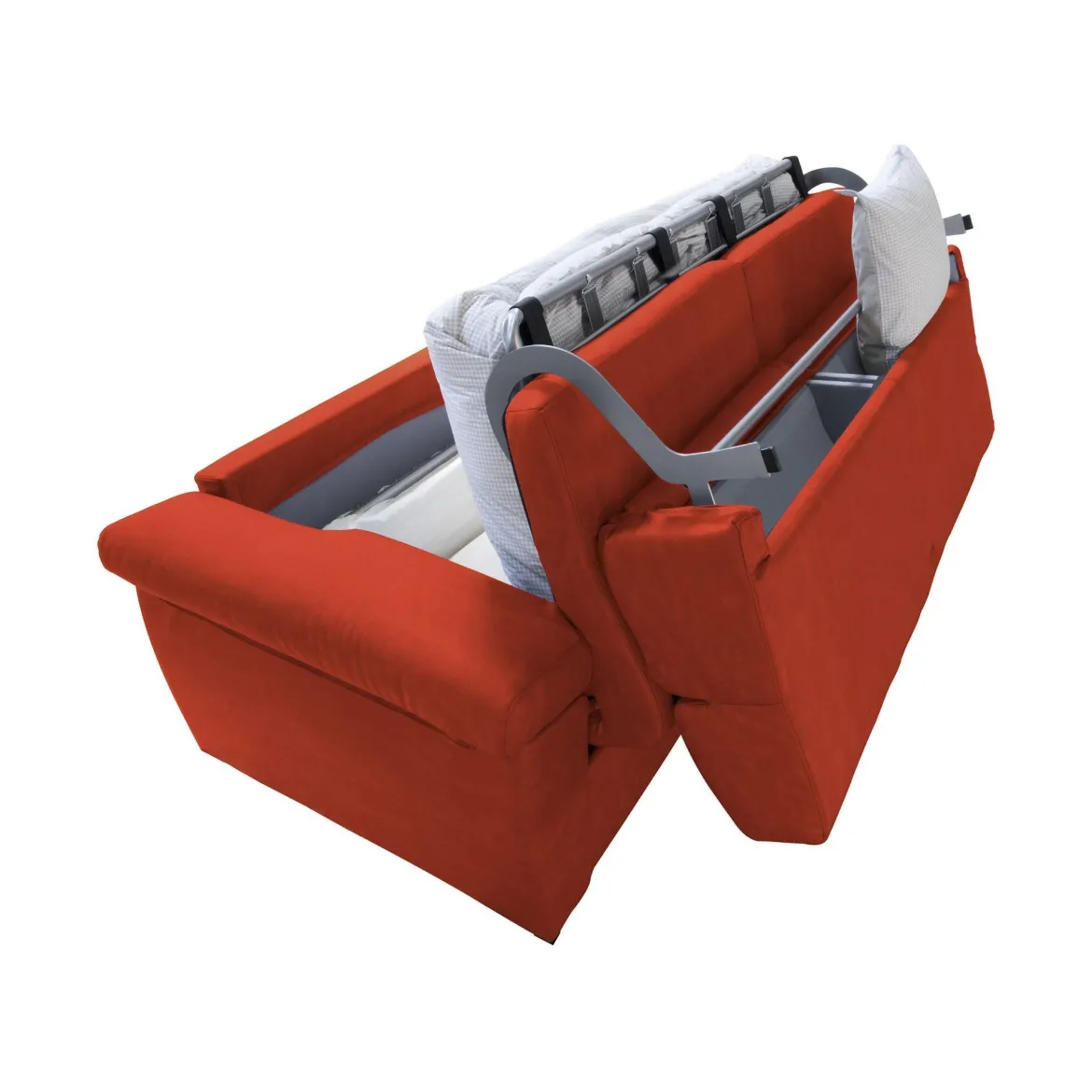 Divano Letto 3 Posti Arancione Sfoderabile Lavabile 205x86 cm, Idrorepellente Letto Estraibile Made in Italy - Avellana