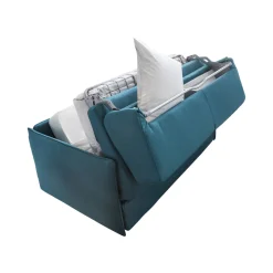 Divano Letto 2 Posti Azzurro Sfoderabile Contenitore 160x95 cm, di Apertura a Ribalta Made in Italy - Follina