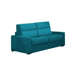 Divano Letto 2 Posti Azzurro Sfoderabile Contenitore 180x95 cm, di Apertura a Ribalta Made in Italy - Casabona