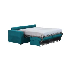 Divano Letto 2 Posti Azzurro Sfoderabile Contenitore 180x95 cm, di Apertura a Ribalta Made in Italy - None