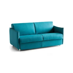 Divano Letto 2 Posti Azzurro Sfoderabile Contenitore 180x95 cm, di Apertura a Ribalta Made in Italy - Trissino
