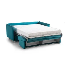 Divano Letto 2 Posti Azzurro Sfoderabile Contenitore 180x95 cm, di Apertura a Ribalta Made in Italy - Trovo
