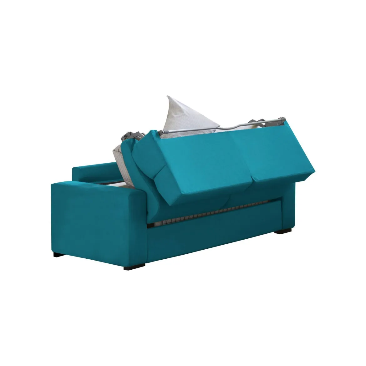 Divano Letto 2 Posti Azzurro Sfoderabile Contenitore 200x95 cm, di Apertura a Ribalta Made in Italy - Ecate