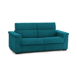 Divano Letto 2 Posti Azzurro Sfoderabile Contenitore 205x95 cm, di Apertura a Ribalta Made in Italy - Biscossi