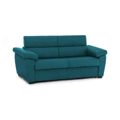 Divano Letto 2 Posti Azzurro Sfoderabile Contenitore 205x95 cm, di Apertura a Ribalta Made in Italy - Contrada