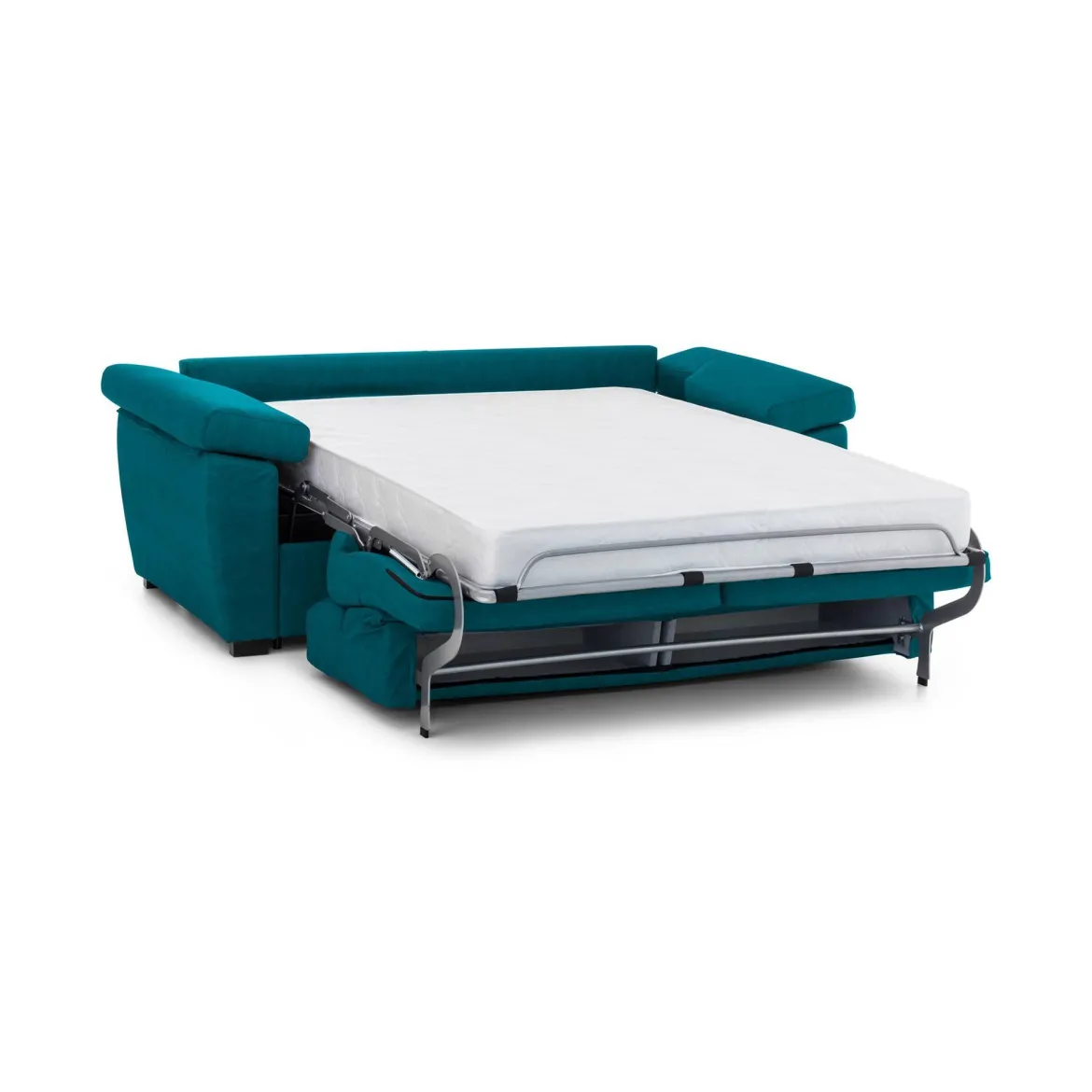 Divano Letto 2 Posti Azzurro Sfoderabile Contenitore 205x95 cm, di Apertura a Ribalta Made in Italy - Fisciano