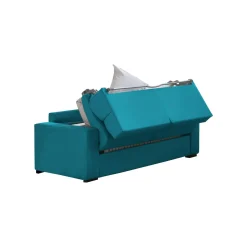 Divano Letto 3 Posti Azzurro Sfoderabile Contenitore 220x95 cm, Lavabile Made in Italy - Marcon