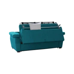 Divano Letto 3 Posti Azzurro Sfoderabile Contenitore 225x95 cm, Lavabile Made in Italy - Trino