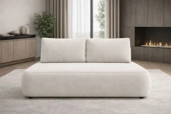 Divano Letto 2 Posti Beige Chiaro Contenitore Cuscini Sfoderabili 210x106 cm, Reclinabile - Brugnato