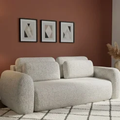 Divano Letto 3 Posti Beige Chiaro Contenitore di Apertura a Libro 266x121 cm, Reclinabile - Sessame