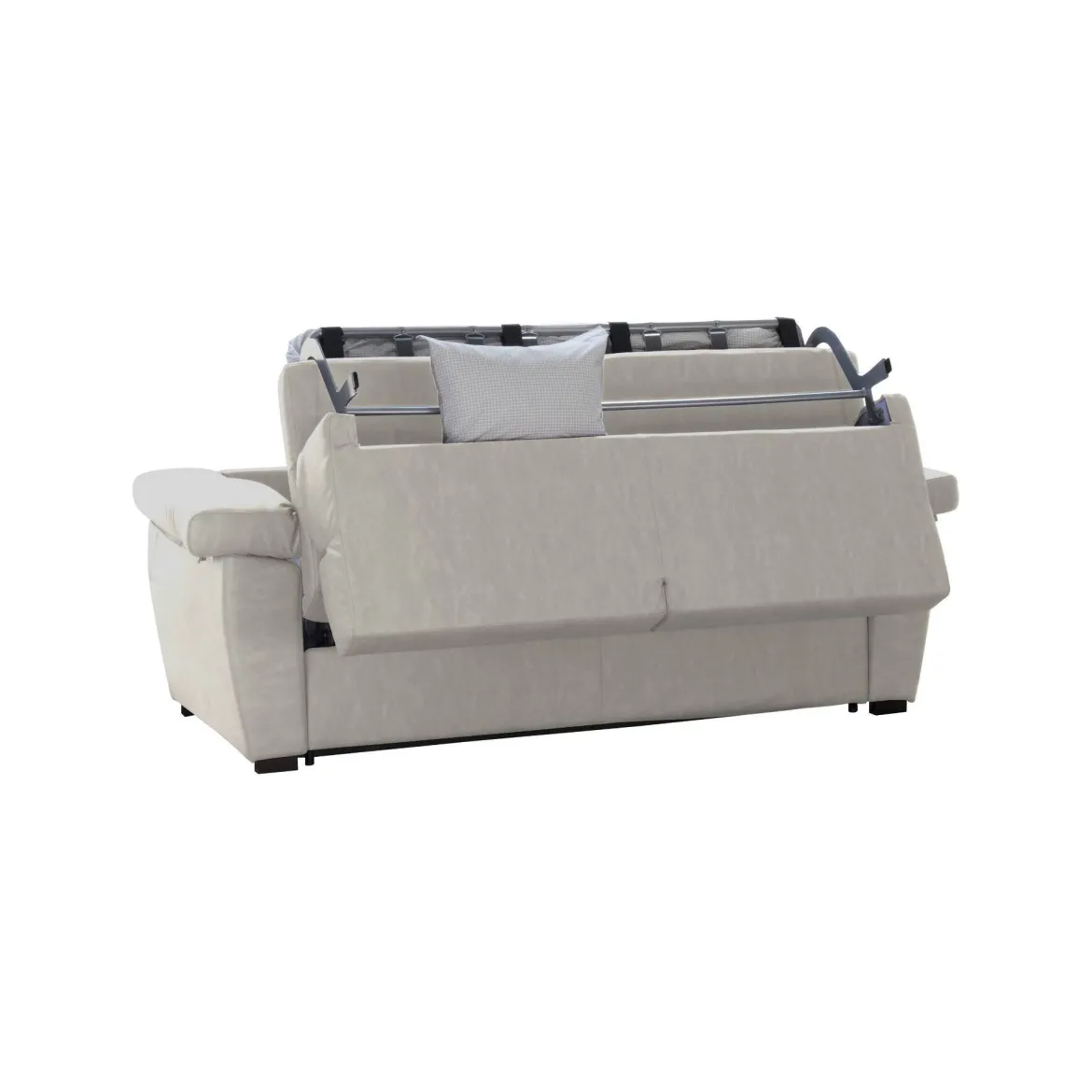 Divano Letto 2 Posti Beige Sfoderabile Contenitore 185x95 cm, di Apertura a Ribalta Made in Italy - Salorno
