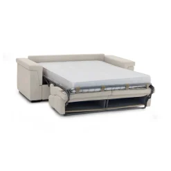 Divano Letto 2 Posti Beige Sfoderabile Contenitore 185x95 cm, di Apertura a Ribalta Made in Italy - Tenna