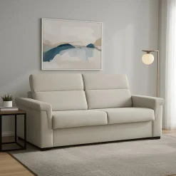 Divano Letto 2 Posti Beige Sfoderabile Contenitore 205x95 cm, di Apertura a Ribalta Made in Italy - Brusasco
