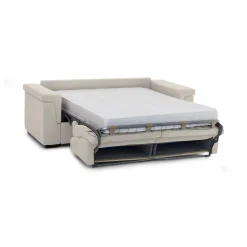 Divano Letto 2 Posti Beige Sfoderabile Contenitore 205x95 cm, di Apertura a Ribalta Made in Italy - Brusasco