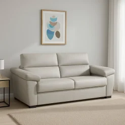 Divano Letto 2 Posti Beige Sfoderabile Contenitore 205x95 cm, di Apertura a Ribalta Made in Italy - Fisciano