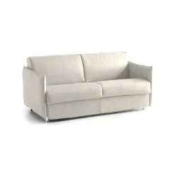 Divano Letto 3 Posti Beige Sfoderabile Contenitore 200x95 cm, Lavabile Made in Italy - Cecina