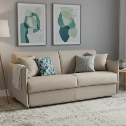 Divano Letto 3 Posti Beige Sfoderabile Contenitore 220x95 cm, Lavabile Made in Italy - Marcon