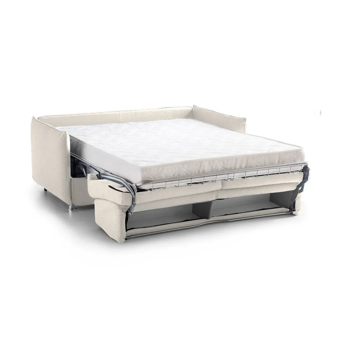 Divano Letto 3 Posti Beige Sfoderabile Contenitore 200x95 cm, Lavabile Made in Italy - Gravere