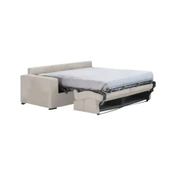 Divano Letto 3 Posti Beige Sfoderabile Contenitore 225x95 cm, Lavabile Made in Italy - Benedetto
