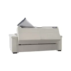 Divano Letto 3 Posti Beige Sfoderabile Contenitore 225x95 cm, Lavabile Made in Italy - Pacecos