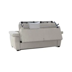 Divano Letto 3 Posti Beige Sfoderabile Lavabile 205x86 cm, Idrorepellente Letto Estraibile Materasso Incluso Rete a Doghe Made in Italy - Avellana