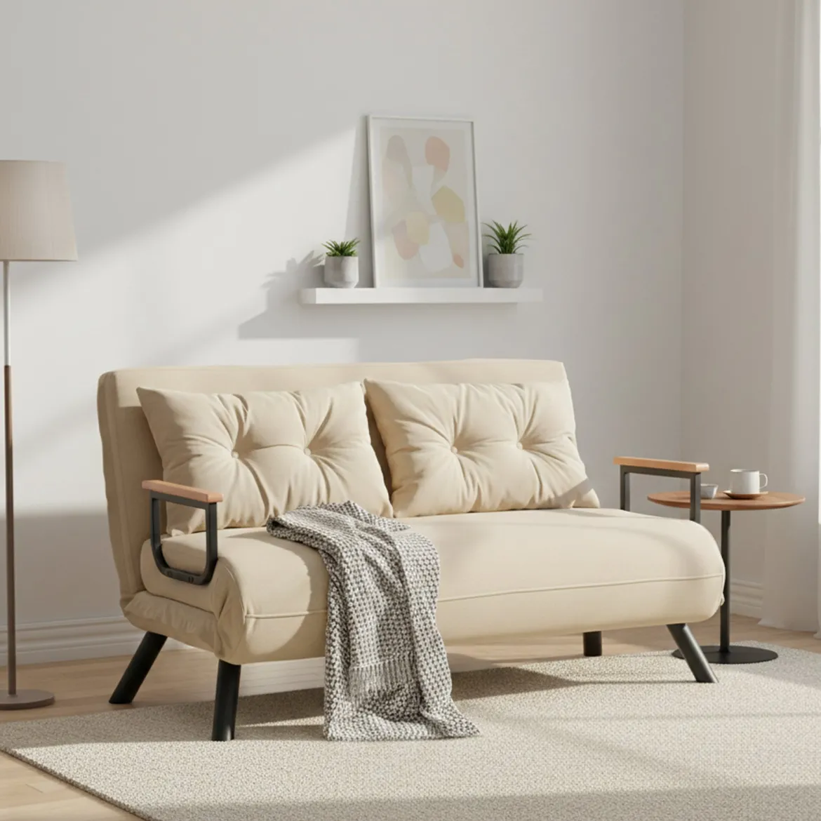 Divano letto 2 posti beige 133x78cm - Calvin
