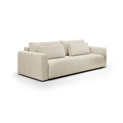 Divano Letto 2 Posti Bianco Crema Contenitore di Apertura a Libro 240x105 cm, Reclinabile - Erbezzo