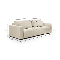 Divano Letto 2 Posti Bianco Crema Contenitore di Apertura a Libro 266x121 cm, Reclinabile - Golgi