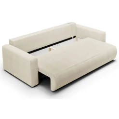 Divano Letto 2 Posti Bianco Crema Contenitore di Apertura a Libro 266x121 cm, Reclinabile - Golgi