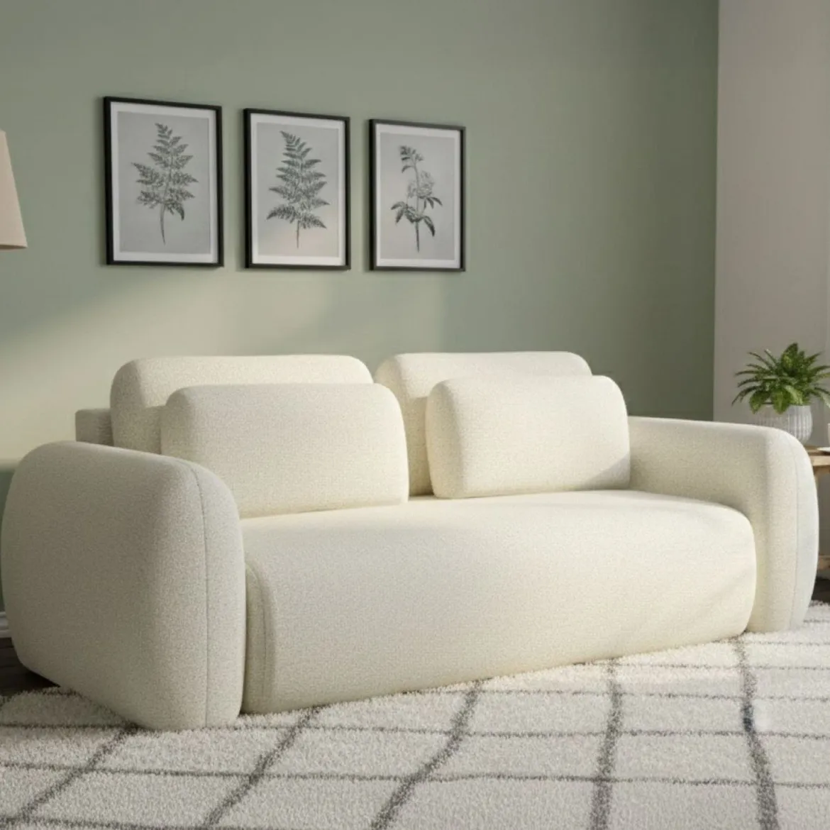 Divano Letto 3 Posti Bianco Crema Contenitore di Apertura a Libro 266x121 cm, Reclinabile - Sessame