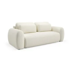 Divano Letto 3 Posti Bianco Crema Contenitore di Apertura a Libro 266x121 cm, Reclinabile - Sessame