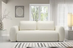 Divano Letto 3 Posti Bianco Crema Contenitore di Apertura a Libro 266x121 cm, Reclinabile - Sessame